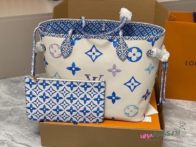 Louis Vuitton New Neverfull MM Blue M22980 Bag - 1