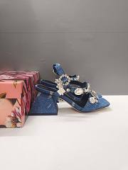 DOLCE & GABBANA Stone Embellished denim heeled Sandals - 3