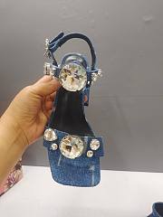 DOLCE & GABBANA Stone Embellished denim heeled Sandals - 4