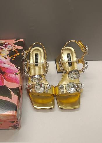 DOLCE & GABBANA Stone Embellished gold heeled Sandals