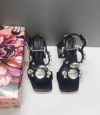 DOLCE & GABBANA Stone Embellished black heeled Sandals