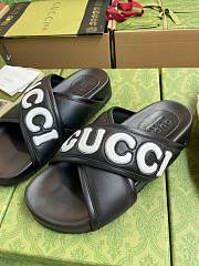 Gucci bold logo black leather sandals  - 6