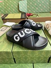 Gucci bold logo black leather sandals  - 4