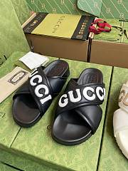 Gucci bold logo black leather sandals  - 3