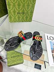 Gucci GG Thong Black Sandals - 1