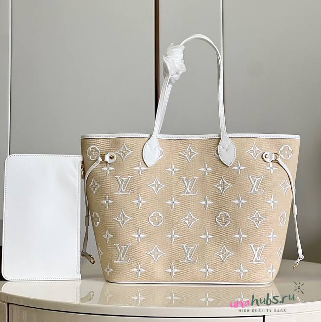 Louis Vuitton Neverfull MM White Bag - 1