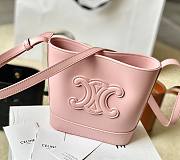 Celine Small Cuir Triomphe Embroidery Pink Bucket - 1