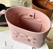 Celine Small Cuir Triomphe Embroidery Pink Bucket - 4