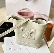 Celine Small Cuir Triomphe Embroidery White-Off Bucket - 1