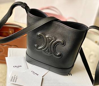 Celine Small Cuir Triomphe Embroidery Black Bucket