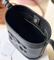 Celine Small Cuir Triomphe Embroidery Black Bucket - 3