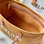 Celine Horizontal Cabas Canvas Logo Print Brown Leather Bag - 2