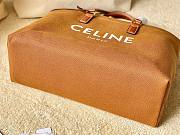 Celine Horizontal Cabas Canvas Logo Print Brown Leather Bag - 5