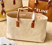 Celine Horizontal Cabas Canvas Logo Print White Bag - 6