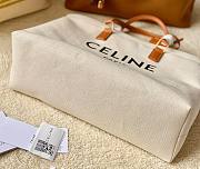 Celine Horizontal Cabas Canvas Logo Print White Bag - 3