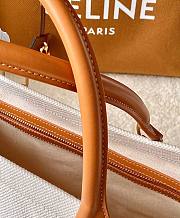 Celine Horizontal Cabas Canvas Logo Print White Bag - 2