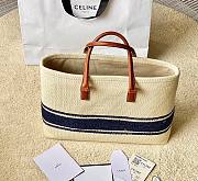 Celine Horizontal Cabas Canvas Logo Print White Blue Bag - 3