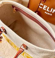 Celine Horizontal Cabas Canvas Logo Print White Yellow Bag - 2