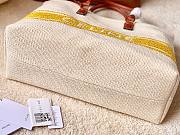 Celine Horizontal Cabas Canvas Logo Print White Yellow Bag - 3