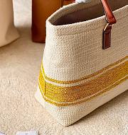 Celine Horizontal Cabas Canvas Logo Print White Yellow Bag - 6