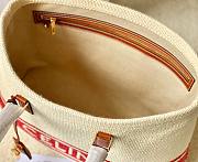 Celine Horizontal Cabas Canvas Logo Print White Red Bag - 6