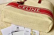 Celine Horizontal Cabas Canvas Logo Print White Red Bag - 2