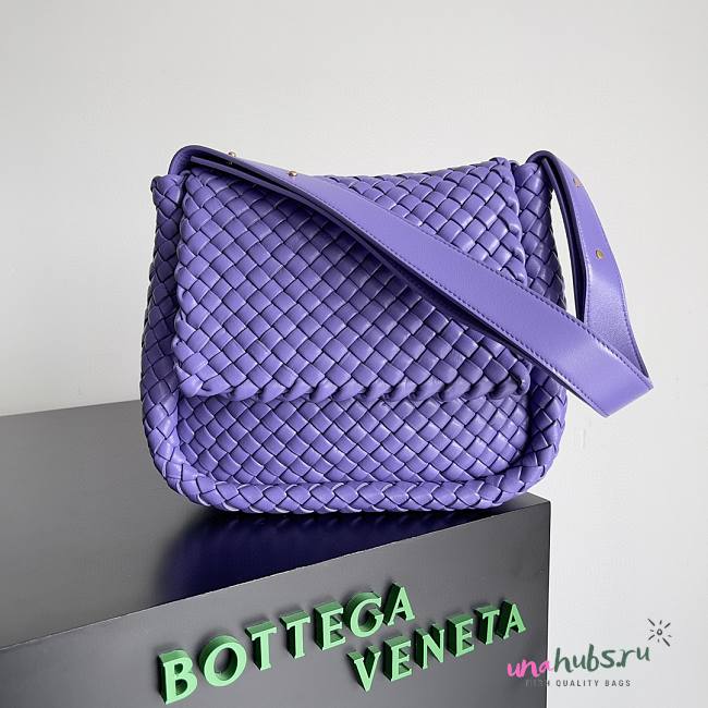 Bottega Veneta Cobble Black Shoulder Purple Bag - 1