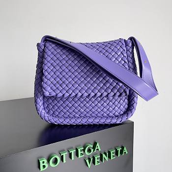 Bottega Veneta Cobble Black Shoulder Purple Bag