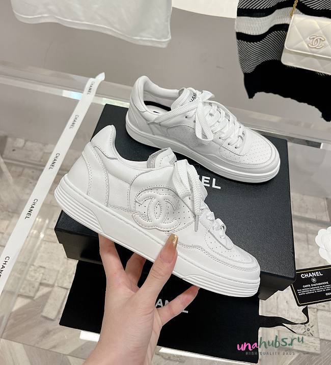 Chanel 23A White Leather Shoes - 1