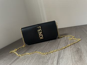 Fendi Logo Lettering Chain-link black Wallet