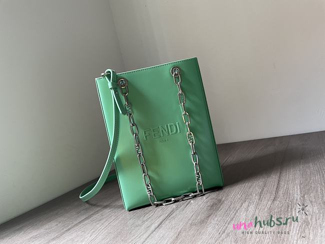 Fendi pack small green leather shopper bag - 1