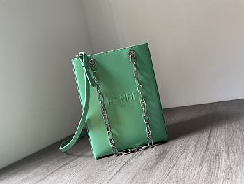 Fendi pack small green leather shopper bag