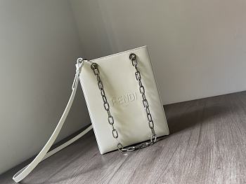 Fendi pack small white leather shopper bag