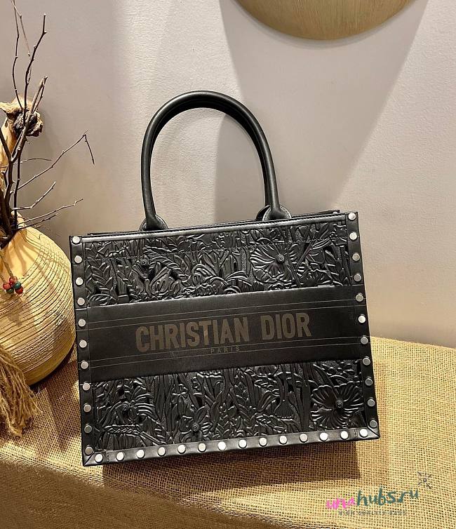 Dior Hand-painted Overlays Black Book Tote 36cm Bag - 1