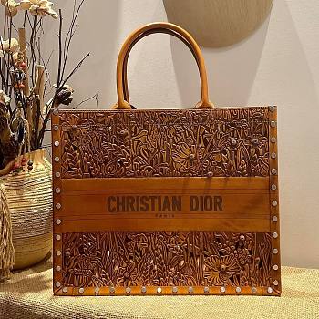 Dior Hand-painted Overlays Brown Book Tote 41cm Bag