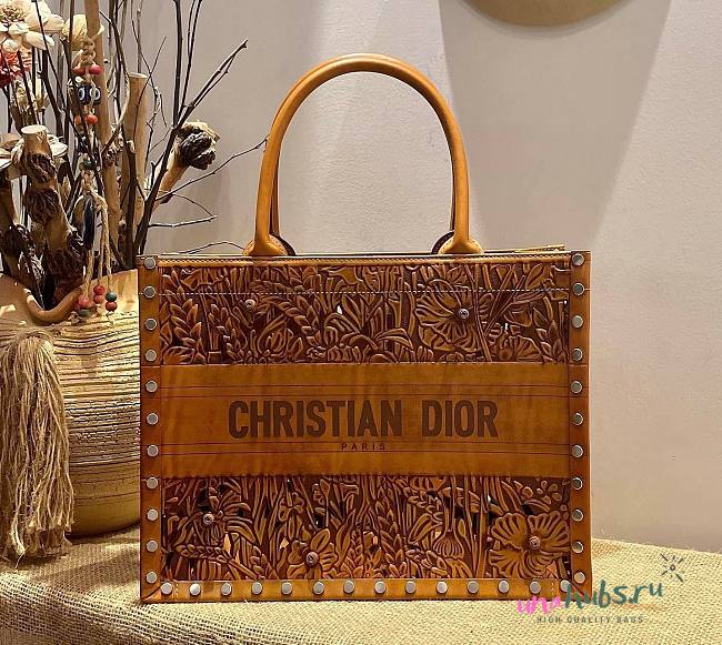 Dior Hand-painted Overlays Brown Book Tote 36cm Bag - 1