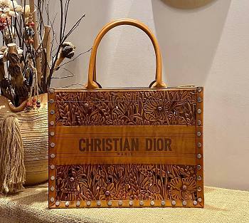 Dior Hand-painted Overlays Brown Book Tote 36cm Bag