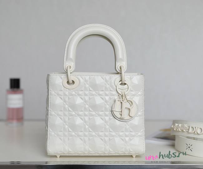 Dior lady small white motif leather bag - 1