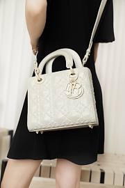 Dior lady small white motif leather bag - 2