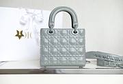 Dior lady small blue motif leather bag - 6