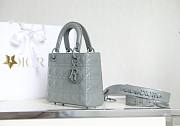 Dior lady small blue motif leather bag - 4