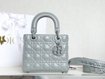 Dior lady small blue motif leather bag