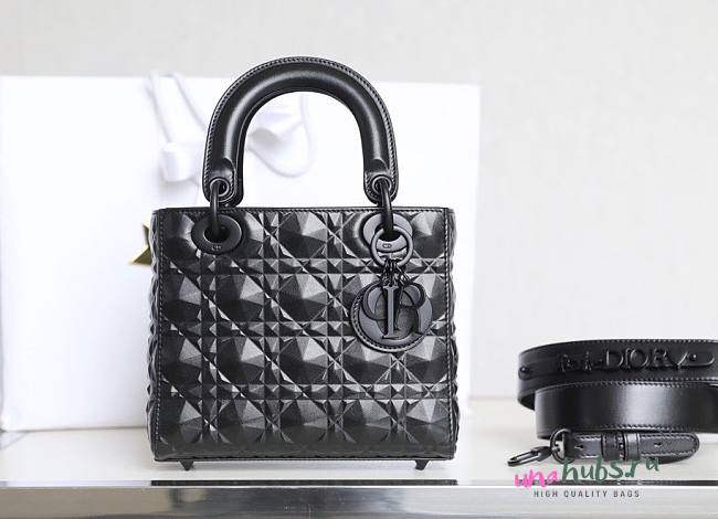 Dior lady small black motif leather bag - 1