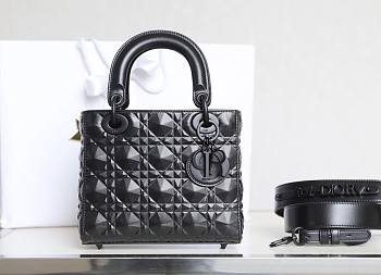 Dior lady small black motif leather bag