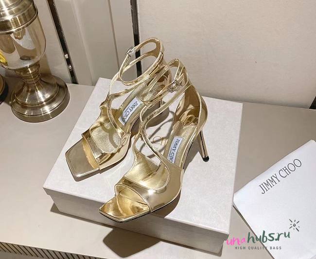 Jimmy Choo Azia 95 Gold Heels - 1