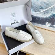 Chanel Espadrilles White Leather Shoes - 3