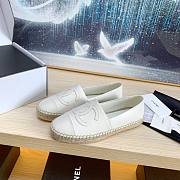 Chanel Espadrilles White Leather Shoes - 6