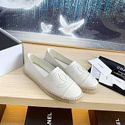 Chanel Espadrilles White Leather Shoes - 1