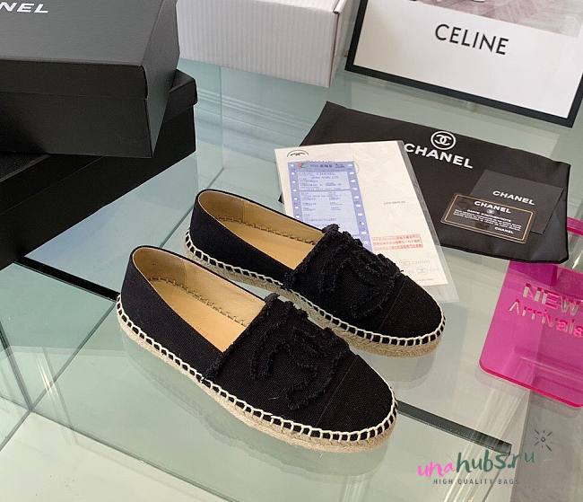 Chanel Espadrilles Black Fabric Shoes - 1