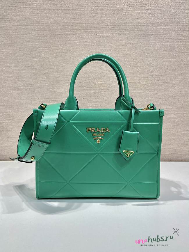 Prada Symbole small green stitched triangle motif leather bag  - 1